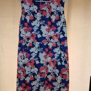 Jessica London Navy Dress with Coral, White & Royal Blue Floral Print